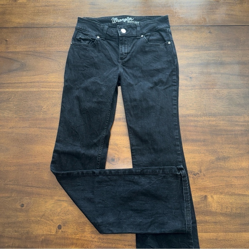Wrangler Bootcut Jeans Black Denim Jeans Womerns 3 x 34 Western Cowgirl Mid Rise